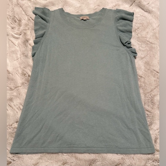 LOFT Tops - LOFT Ruffle Sleeve Knit Tank Top